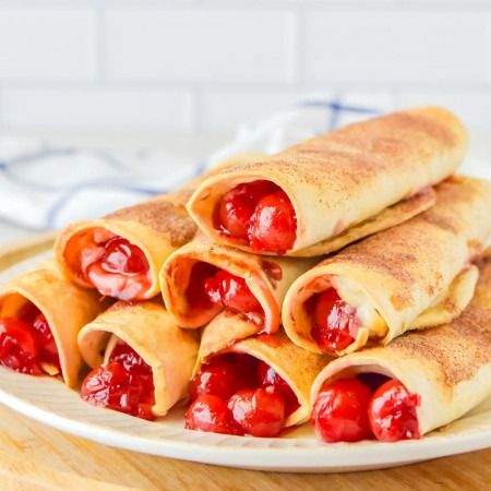 Cherry Cheesecake Taquitos (Air Fryer or Oven) - Nourish Plate Cheesecake Taquitos Recipe, Air Fryer Cherry Pie Taquitos, Cheesecake Taquitos, Taquitos Air Fryer, Easy Cherry Cheesecake, Taquitos Recipe, Boston Cream Pie, Boston Cream, Instant Pudding Mix