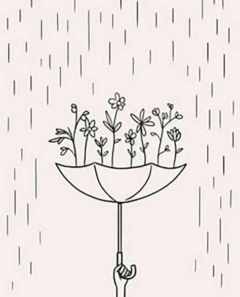 20 Cool Things to Draw When You're Bored - Beautiful Dawn Designs Umbrella, Black And White, Flowers, White, Black