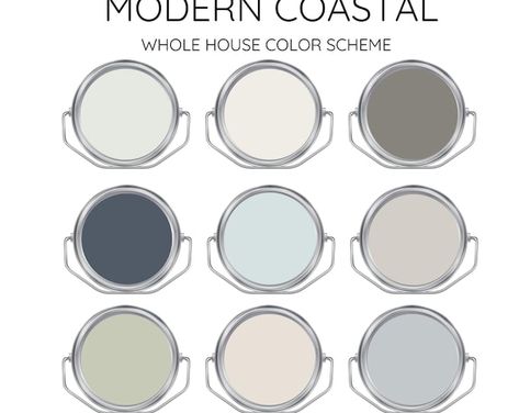 Benjamin Moore Coastal Palette Blue Paint Scheme Beach House Color Palette Cottage Home Interior Water Color Green Paint Scheme Airbnb Decor - Etsy Saybrook Sage, Calm House, Calm Palette, Japandi Color Palette, October Mist, Neutral Interior Paint Colors, Coastal Color Scheme, Earth Tones Paint, Coastal Palette