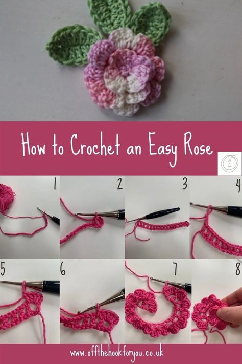 Easy Crochet Rose, Easy Crochet Flower, Rose Step By Step, Keychain Designs, Crochet Rose Pattern, Rose Patterns, Crochet Flowers Easy, Crochet Flowers Free Pattern, Dishcloth Crochet Pattern