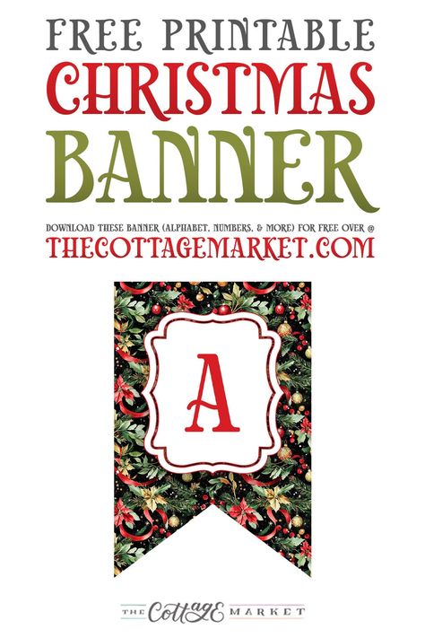 Free Printable Christmas Banner  Deck your halls with our Free Printable Christmas Banner—a festive and charming touch for your holiday decor! 🎄✨  Hi there Friends! Can you believe it is Halloween and here in Sunny New Jersey we are having temps in the 80’s!!! But I still here jingle bells in the distance so today it is all about our new Free Printable Christmas Banner! You can’t have too many to choose from so keep your eyes peeled for more to come! This little pretty is perfect for any home decor and will add a POP of cheer and color instantly! Free Banners Printables, Free Printable Banner, Create A Banner, Christmas Crafts For Adults, Cottage Market, Free Banner, Holiday Banner, Fabulous Diy, Christmas Banner