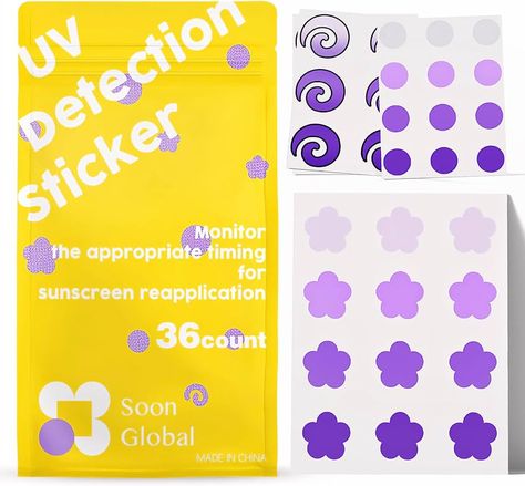 Amazon.com: Soon Global UV Detection Stickers for Sunscreen, UV Stickers, Know When to re-Apply Sunscreen, Reusuable Sunblock Patches for UV Protection, 36 Count : Beauty & Personal Care Facial Sunscreen, Acne Prone Skin, Sunscreen, Uv Protection, Beauty And Personal Care, Facial, Free Delivery, Personal Care, How To Apply