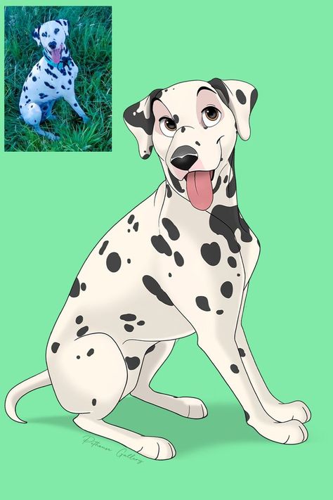 Turn your lovely dalmatian dog into disney style pictures #disneydog #disney #disneydogs #dog #puppy #dogs #dalmatians #disneyland #petcartoon #cartoondraw #doglovers #disneyworld #disneypets #disneylife #doglover #cute dog #cutedisney #waltdisneyworld #disneypuppy #disneyfan #love #cutedog #labrador #dalmatian #pupper #mickeymouse #fantasypin #disneygram #disneypet #disneyart #petdrawing #disneylove #dalmatian #disneydrawing #disneypicture #petart #petdisney #dalmatian #dalmatiandog #dogart Disney Drawing Style, Painting Of Dog, Dog Caricature, Disney Drawing, Animal Caricature, Send Pics, Dog Animation, Disney Paintings, Dalmatian Dog