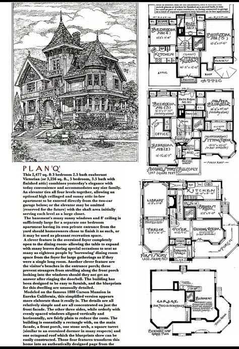 One of my favorites! Modeled vaguely on the famous Carson mansion The Carson Mansion, Huge Victorian Mansion, Gothic Mansion Layout, Old Mansion Layout, Old Victorian Mansion Floor Plans, Dark Academia House Plans, Old Mansion Floor Plans, Vintage House Plans Victorian, Old Money Mansion Floor Plan