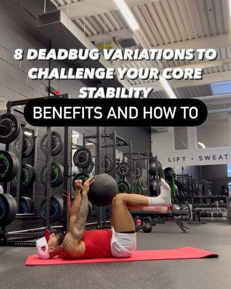 Victor Miranda on Instagram: "The dead bug is an excellent exercise for promoting total core stability while improving contra-lateral limb engagement. This basically means the exercise helps teach you to effectively move opposing limbs in tandem while keeping your core stable and your back protected.   The dead bug is a beginner-friendly movement that helps you grow accustomed to contra-lateral limb extension while keeping your core stable and protected. Performed correctly, the dead bug encourages the deep, stabilizing muscles of your low back, abdominals, and hips to engage, preventing your back from twisting or arching during the exercise. You’ll end up improving side-to-side coordination that can effectively transfer to athletic performance, while also improving deep core strength that Deadbug Exercise, Dead Bug Exercise, Deep Core, Ab Work, Core Stability, Mobility Exercises, Balance Exercises, Abdominal Exercises, Ab Workouts