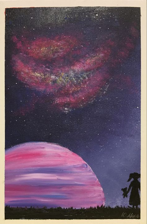 Space Painting Easy, Negative Space Art Lesson, Negative Space Art, Space Painting, Space Fantasy, Ship Paintings, Moon Painting, Oil Pastel Art, Space Pictures