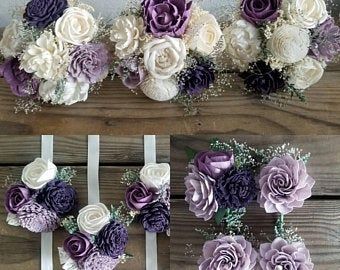 Plum flower comb | Etsy Wisteria Wedding, Purple Bridal Bouquet, Wood Flower Bouquet, Plum Wedding, Purple Wedding Bouquets, Purple Wedding Theme, Silk Wedding Bouquets, Wedding Bouquets Pink, Plum Flowers