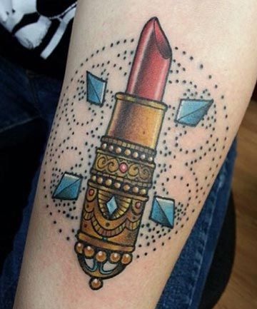 Lipstick Tattoo, Lipstick Tattoos, Vintage Lipstick, Tattoo Traditional, Bff Tattoos, Tattoo Feminina, Makeup Tattoos, Girly Tattoos, Tattoo Life