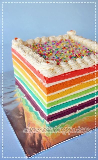 Rainbow Cake Erna by Dapur Solia, via Flickr Rainbow Cake Ideas, Rainbow Snacks, Color Cake, Rainbow Cakes, Kids Cooking, Rainbow Food, Colorful Cakes, Rainbow Cake, Birthday Wishlist