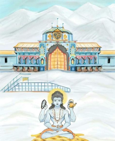 Badrinath Temple, Temple Painting, Lord Durga, Beard Logo, Buddha Art Drawing, Durga Painting, Lord Balaji, Hindu Dharma, Lord Vishnu Wallpapers