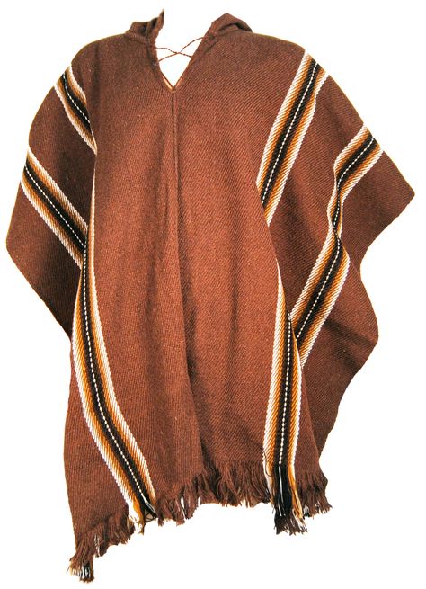 Brown Alpaca Poncho Made from 100% Alpaca Wool - one of the worlds warmest natural fibres hand wash cool or dry clean Traditional, Indigenous Design Cosy and Warm Hooded Poncho Genuine Bolivian Alpaca Product as Worn by Indigenous People in Bolivia & Peru The alpaca wool is one of the softest natural fibres in the world and you will feel snug as well as stylish. A must for the cold weather, or to cosy round a camp fire! length from shoulder = 30 inches We worked with our South American dressmake Camp Blanket Poncho, Hood Clothes, Poncho Men, Indigenous Design, Poncho Coat Cape, Alpaca Poncho, Blanket Poncho, American Dress, Poncho Coat