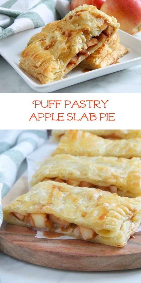 Puff Pastry Slab Pie, Things To Make With Puff Pastry, Recipes Using Puff Pastry Sheets, Apple Slab Pie Recipe, Slab Pies, Puff Pastry Recipes Dessert, Puff Pastry Apple, Slab Pie Recipes, Apple Slab Pie