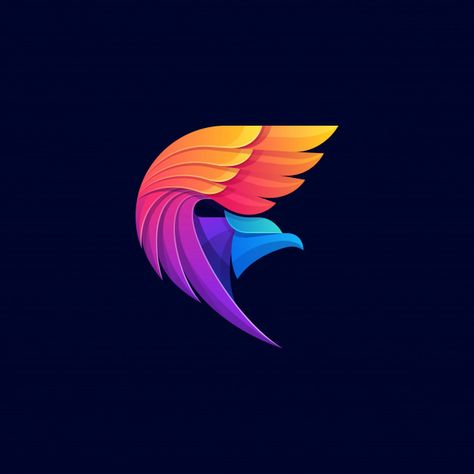 Eagle colorful geometric logo Premium Ve... | Premium Vector #Freepik #vector #logo #abstract #geometric #bird Logo Gradient, Eagle Vector, Neon Photography, Geometric Bird, Logo Illustration Design, Logo Design Collection, Bird Logo, Neon Logo, Logo Design Art