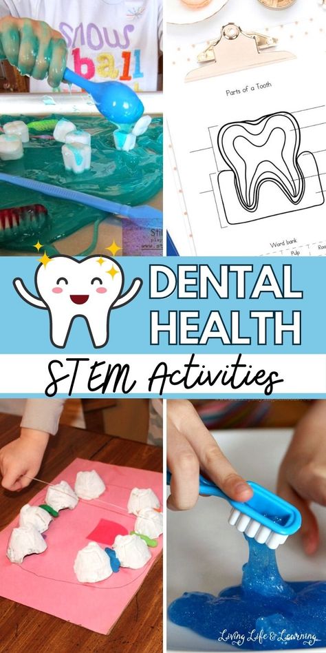 Do you want your kids to learn how to take care of their teeth? These Dental Health STEM Activities can make your homeschool dental health lesson fun and exciting! So get ready and try these awesome activities now! Teeth Stem Activities, Dental Health Activities First Grade, Dental Month Activities, Dental Health Science Experiment, Egg Experiments For Kids Dental Health, Prek Dental Health, Dental Science Experiments Kids, Dental Education For Kids, Dental Games For Kids