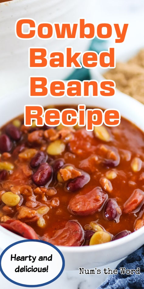 Cowboy Beans Stovetop, Baked Beans Recipe Crockpot Easy, Cowboy Beans Crockpot, Smoked Cowboy Beans, Beans And Weiners Recipes, Pioneer Woman Cowboy Beans, Crockpot Cowboy Beans, 3 Meat Cowboy Beans, Cowboy Beans With Smoked Sausage