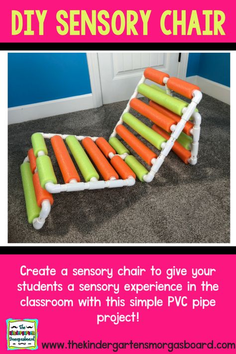 Create a DIY sensory chair to bring a sensory experience into your classroom! Special Needs Sensory Ideas, Diy Pecs Board, Flexible Seating Middle School, Diy Flexible Seating, Sensory Chair, Sensory Corner, Sensory Classroom, Diy Sensory Board, Kindergarten Smorgasboard