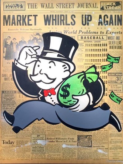 Monopoly Man, Alec Monopoly, Paris Poster, Wooden Picture Frames, Wooden Picture, Money Bag, Wall Street Journal, Famous Artists, The Money