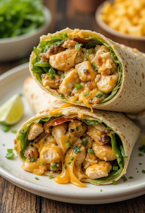 Wrap up tender chicken creamy garlic sauce and fresh veggies for a satisfying and flavorful lunch or dinner. #Wraps #ChickenRecipes #GarlicLovers Cheesy Garlic Chicken, Creamy Garlic Sauce, Recipes Delicious, Chicken Wraps, Creamy Garlic, Snacks Appetizers, Desserts Snacks, Garlic Chicken, Garlic Sauce