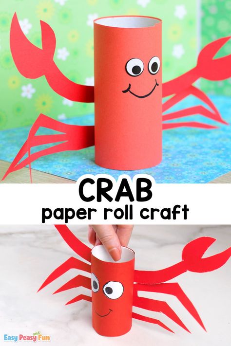 Ready to make another cute toilet paper roll craft for kids to make this one too perfect for summer! Ready? Let’s make a paper roll crab craft. Recycled Crafts Kids Preschool, Cute Toilet Paper, Sea Creatures Crafts, Crab Craft, Cute Toilet, Toilet Paper Roll Craft, Crab Crafts, Under The Sea Crafts, Roll Craft