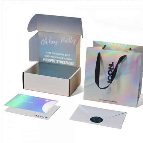 Shipping Boxes Packaging, Holographic Packaging, Branding Design Ideas, Packing Box Design, Venus Project, Box Maker, Boxes Packaging, Packaging Ideas Business, Necklace Packaging