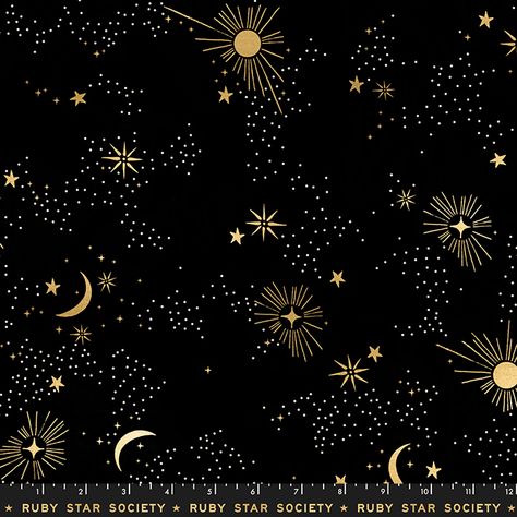 Cosmos Wideback Black 108in - 752106631458 Black Ruby, Witchy Art, Ruby Star Society, Twinkle Twinkle Little Star, Fabric Yardage, Star Ruby, Cotton Quilting Fabric, Fabric Bundle, Moda Fabrics