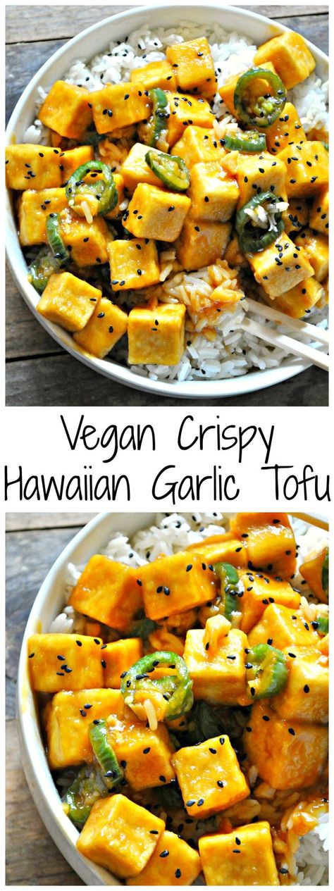 Vegan Crispy Hawaiian Garlic Tofu Garlic Tofu, Outfit Herren, Rabbit And Wolves, Crispy Garlic, Tofu Recipe, Tofu Dishes, Crispy Tofu, Tofu Recipes, Garlic Sauce