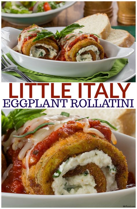 Eggplant Rollatini Recipe, Eggplant Rollatini, Eggplant Recipes Easy, Belgian Food, Eggplant Dishes, Eggplant Recipes, Meat Sauce, Little Italy, Meatless Meals