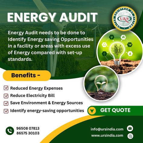 The Energy Audit provides the vital information base for overall energy conservation program covering essentially energy utilization analysis and evaluation of energy conservation measures. Get A Quote: Call Now! +91 965-080-7813 / 86575 30103 Mail: info@ursindia.com Visit: https://www.ursindia.com/inspection/energy-audit #energy #energyaudit #services #energyconservation #energymanagement #energyauditservices #ursindia Cost Benefit Analysis, Safety Audit, Conserve Energy, Save Environment, Audit Services, Conservation Of Natural Resources, Energy Audit, Energy Saving Tips, Reduce Energy