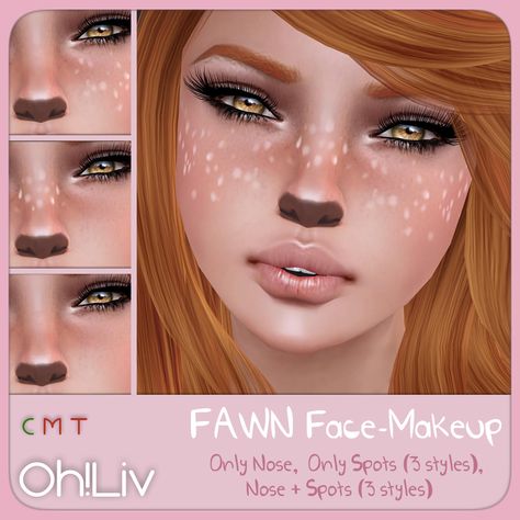 fawn makeup - Google Search Sims 4 Satyr Cc, Satyr Makeup, S4cc Makeup, Fawn Makeup, Sims 3 Makeup, Fawn Costume, Deer Makeup, Sims 4 Cc Eyes, Sims 4 Cc Kids Clothing