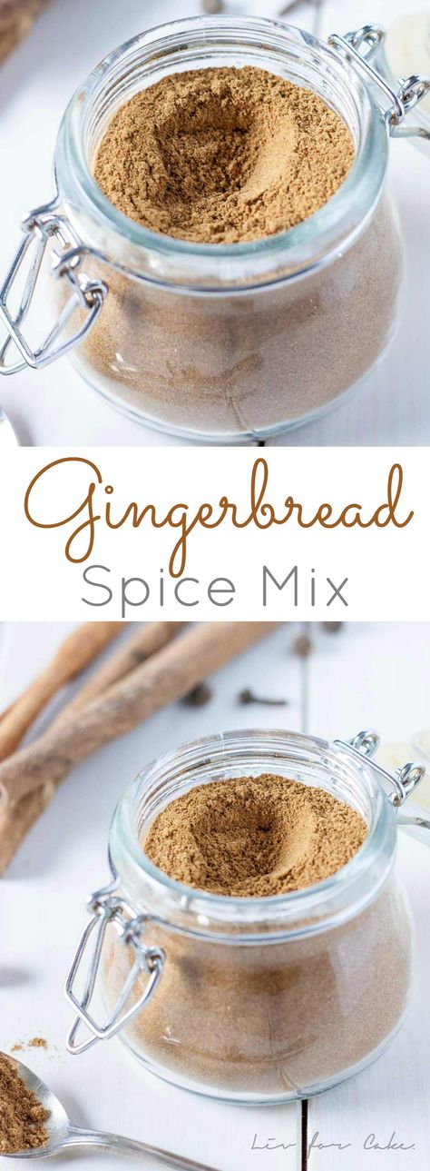 Quick and easy homemade gingerbread spice mix. The perfect addition to your holiday baking and beverages! | livforcake.com Kitchen Pantry Diy, Homemade Seasoning Mixes, Pantry Diy, Spice Chart, Gingerbread Spice, Homemade Dry Mixes, Homemade Seasoning, Homemade Gingerbread, Homemade Spice Mix