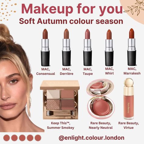 Deep Autumn Makeup, Soft Autumn Makeup, Seasonal Colour Analysis, Deep Autumn Palette, Lipstick Guide, Soft Autumn Deep, Autumn Color Palette Fashion, Soft Autumn Palette, Autumn Skin