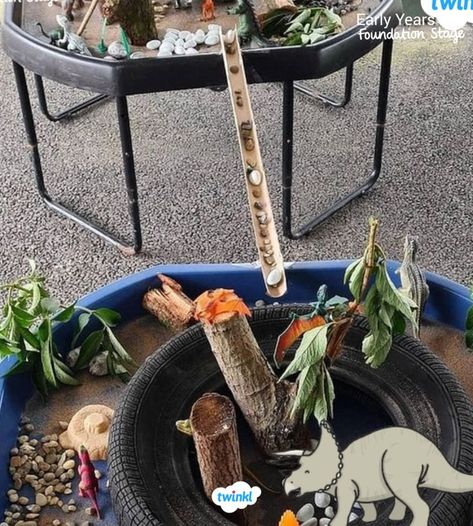 Connecting tuff trays for some great dinosaur small world play! Click on the pin for more dinosaur provision ideas eyfs. Continuous Provision Eyfs, Dinosaurs Eyfs, Dinosaur Small World, Dinosaur Activities Preschool, Continuous Provision, Dinosaur Play, Dinosaur Activities, Tuff Tray, Dinosaur Crafts