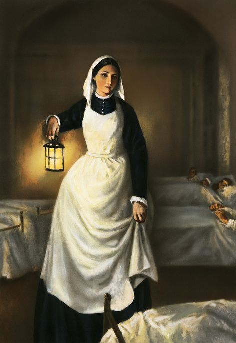 Illustration of Florence Nightingale Holding Lamp History Of Nursing, Nurse Symbol, National Nurses Day, Nurse Art, Florence Nightingale, Vintage Nurse, Mother Daughter Relationships, Becoming A Nurse, Influential Women