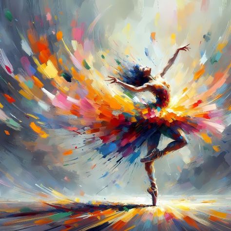 Polka Dance, Freedom Artwork, Ballet Aesthetic, Color Burst, Color Explosion, Beautiful Art Paintings, Inner Light, A Level Art, Women Art