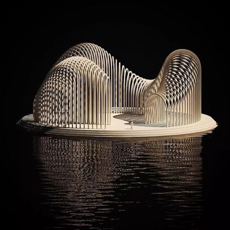 Parametric Architecture Model, Abstract Pavilion, Abstract Forms Design, Tunnel Architecture, Parametric Pavilion, Architectural Installation, Wave Architecture, Organic Architecture Concept, Threshold Design