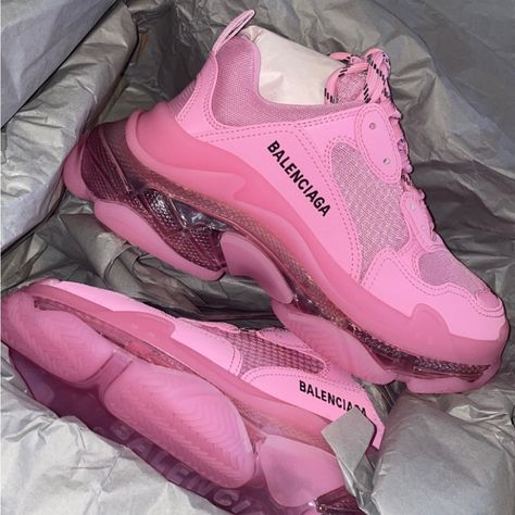 Brand New $ 1,090 Size 37 Triple S Clear Sole Sneaker In Light Pink Double Foam And Mesh Pink Balenciaga Sneakers, Balenciaga Triple S Pink, Pink Balenciaga, Shoes Platform Sneakers, Track Shoes, Balenciaga Sneakers, Sole Sneakers, Balenciaga Shoes, Balenciaga Triple S