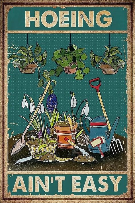 Amazon.com : Artlunar Funny Garden Sign Outside Decor Gift For Gardener - Hoeing Aint Easy, 12" x 8" (980) : Patio, Lawn & Garden Gardening Poster, Easy Wall Decor, Bedroom Gift, Garden Signs, Easy Wall, Gift For Friend, Wall Decor, Bedroom, Funny