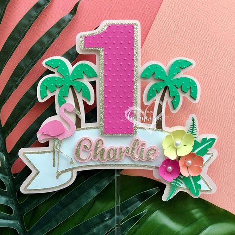 Tropical Cake Topper, Luau Cake, Flamingo Cake Topper, Tropical Cake, Tropical Theme Party, Flamingo Themed Party, Creative Centerpieces, Let's Flamingle, Tropical Party Decorations