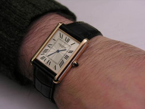 Tank on the Wrist Cartier Tank Watch, Vintage Cartier Watch, Watches Expensive, Cartier Tank Solo, Stylish Watches Men, Tank Watch, Trendy Watches, Premium Watches, Old Watches