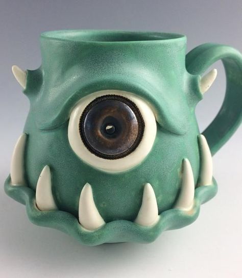 Hands Gripping, Monster Mug, Ceramic Monsters, Clay Monsters, Monster Collection, Green Porcelain, Sculpture Art Clay, Tanah Liat, Clay Mugs