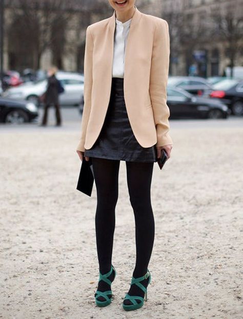 Can I Wear Tights with Open-Toed Shoes? | Fashion | Purewow Tights With Open Toe Heels, Heels With Tights, Most Comfortable Sandals, Open Toed Shoes, Tights And Heels, Heels Outfits, Peep Toe Shoes, Black Leather Skirts, Open Toe Shoes