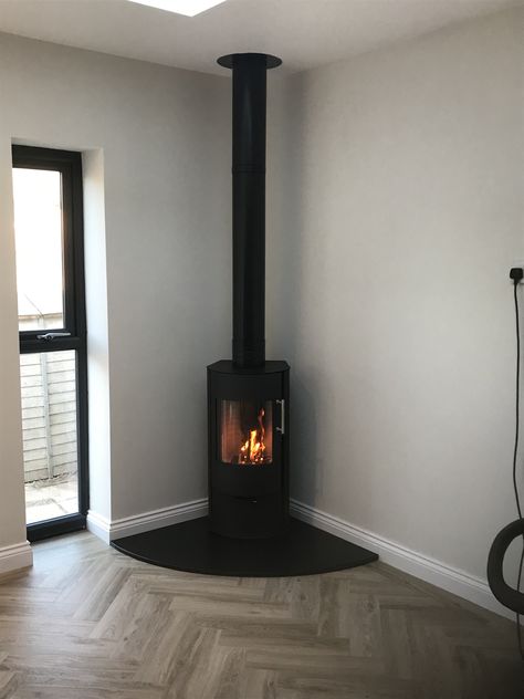 Log Burner Next To Tv, Log Burners In Corner Of Room, Corner Log Burner Fireplace, Log Burner Living Room Corner, Wood Burner In Extension, Wood Burner In Corner Of Room, Kitchen Log Burner Ideas, Lounge With Corner Log Burner, Log Burner Corner Living Room