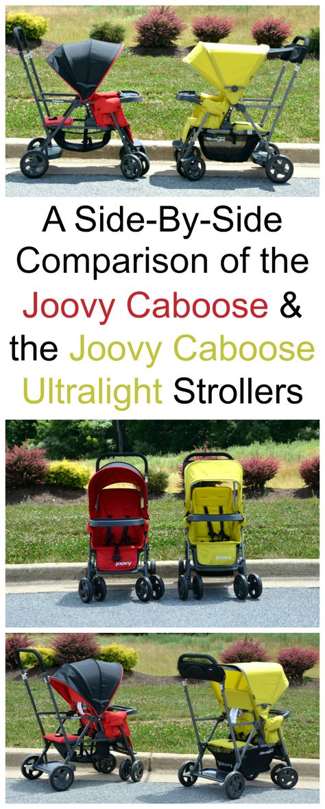 A tside-by-side comparison of the Joovy Caboose and Joovy Caboose Ultralight strollers. Baby Showe Ideas, Joovy Caboose, Toddler Stroller, Baby Advice, Carters Baby Boys, Babies R Us, Baby Must Haves, Baby Time, Everything Baby