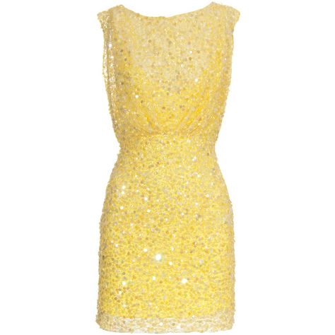 Jenny Packham Yellow Star Sequined Cocktail Dress found on Polyvore $2,355 Yellow Sequin Dress, Beige Short Dress, Yellow Sparkle, Short Yellow Dress, Wet Look Dress, Jenny Packham Dresses, Cocktail Dress Yellow, Sequin Dress Short, Yellow Mini Dress