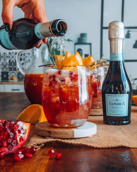 Prosecco Cocktails | La Marca Prosecco Strawberry Bellini Recipe, Cider Mimosa Recipe, Fall Punch Recipes, Apple Cider Mimosa Recipe, Cider Mimosa, Thanksgiving Recipes Drinks, Classic Mimosa, Pomegranate Drinks, Prosecco Drinks