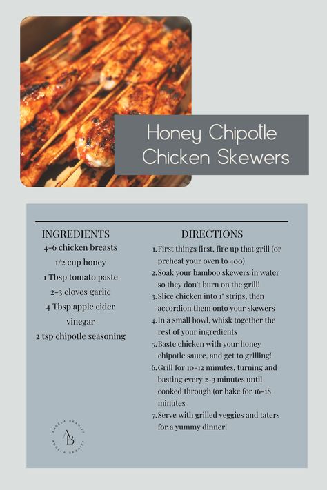 Honey Chipotle Sauce, Honey Chipotle Chicken, Chipotle Seasoning, Honey Chipotle, Family Favorite Recipes, Chipotle Chicken, Bamboo Skewers, Chicken Skewers, Warming Up