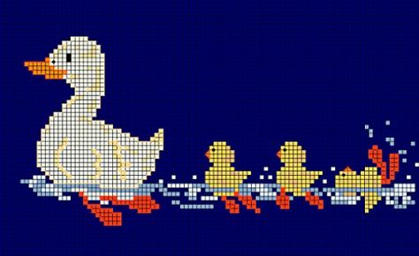 Crochet baby ducks Duck Family, Free Chart, Cross Stitch Bird, Baby Cross, Cross Stitch Borders, Cross Stitch Baby, Cute Cross Stitch, Cross Stitch Animals, Free Cross Stitch