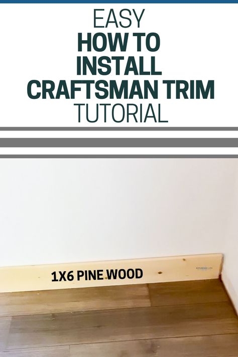 How to upgrade your builder grade trim to craftsman trim. An easy and inexpensive way to update any room. Diy House Trim Interior, Craftsman Trim Interior Baseboard, Redo Baseboards Wood Trim, Change Trim In House, Window Trim Different Than Floor Trim, Easy Cheap Trim Ideas, New House Trim Ideas, Update Trim On A Budget, How To Do Trim Work