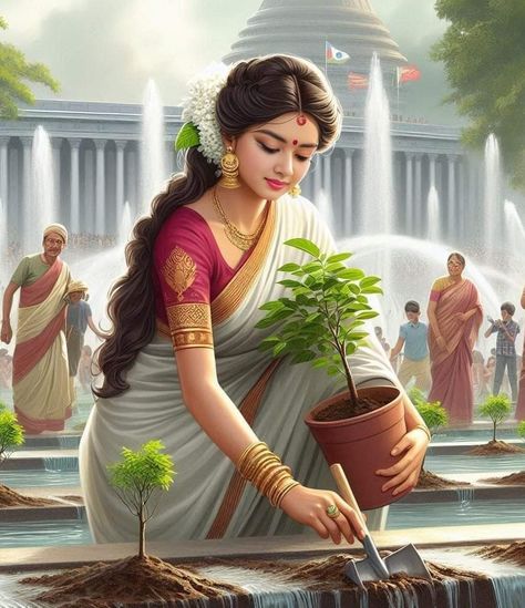 Tulsi Mata Images, Tulsi Mata, Mata Wallpaper Hd, Mata Images, Mata Wallpaper, Indian Maternity Photos, Hindu Women, India Drawing, Banana Painting