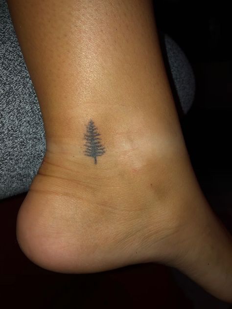 Stick & poke evergreen tattoo Pine Tree Stick And Poke, Larch Tattoo, Tree Stick And Poke, Northern Attitude Tattoo, Leaf Stick And Poke, Stick Season Tattoo, Mini Stick And Poke Tattoos, Evergreen Tattoo, Equality Tattoos